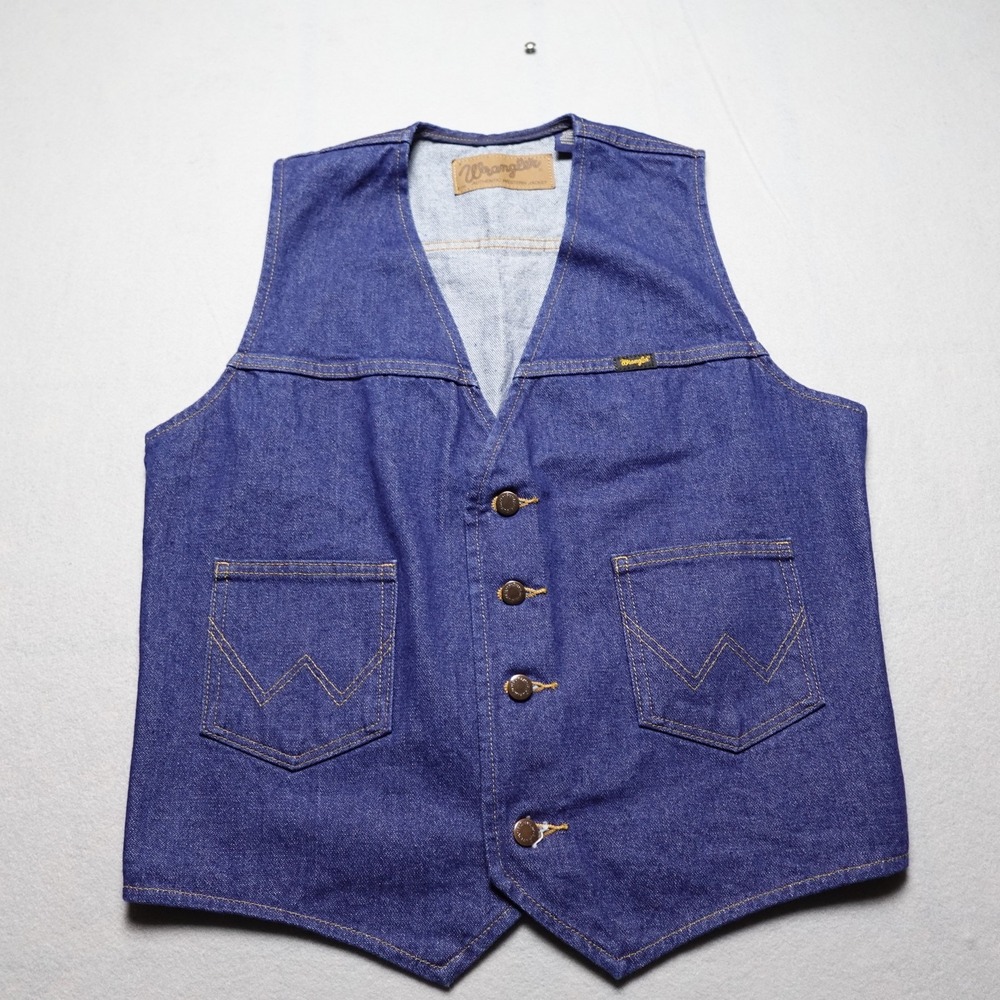 Wrangler Denim Vest Men Medium Blue Western Cowboy Workwear M-159